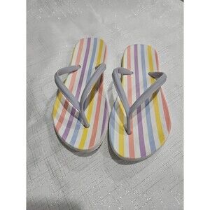 Colored And White Stripe DSG Flip Flops Shoes for Big Girls Size 4/5
